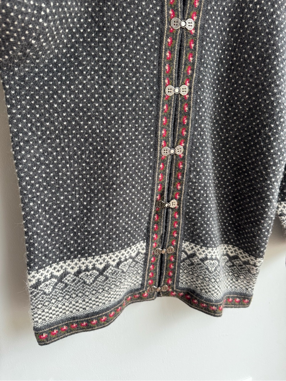 Tristan Iseut Lambswool Angora Fair Isle Cardigan Sweater Sz S Nordic Apres Ski - Picture 6 of 12